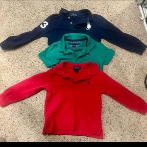 2 long sleeve polo Ralph Lauren tops and one Tommy Hilfiger TSHIRT